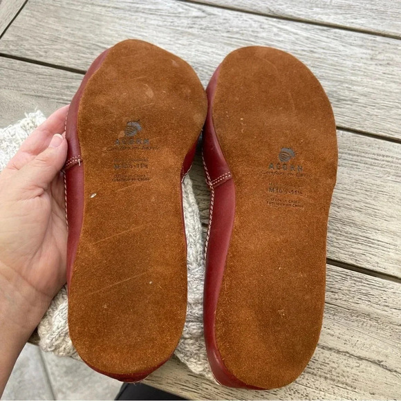 Acorn Mens Rag Cotton Leather Sock Slippers Mens Size 10.5-11.5 - Picture 4 of 5